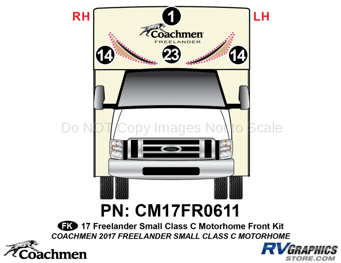 4 Piece 2017 Freelander Short Motorhome Front Graphics Kit