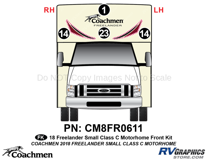 4 Piece 2018 Freelander Short Motorhome Front Graphics Kit