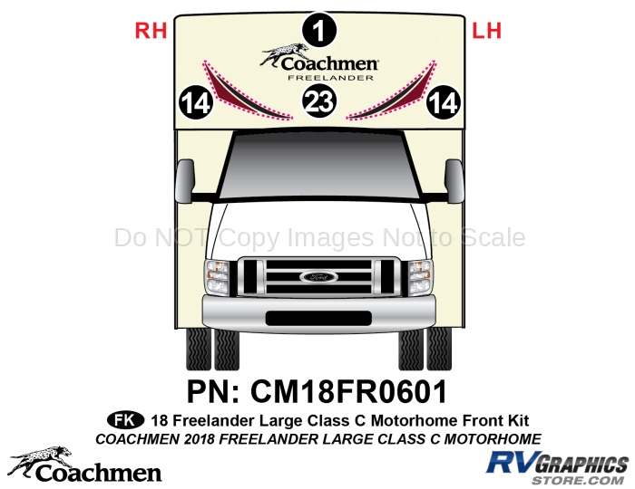 4 Piece 2018 Freelander Long Motorhome Front Graphics Kit