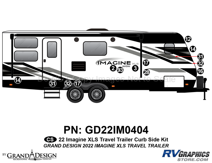 14 Piece 2022 Imagine XLS Travel Trailer Curbside Graphics Kit