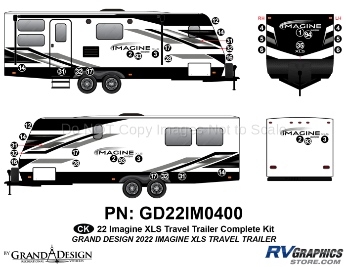 40 Piece 2022 Imagine XLS Travel Trailer Complete Graphics Kit