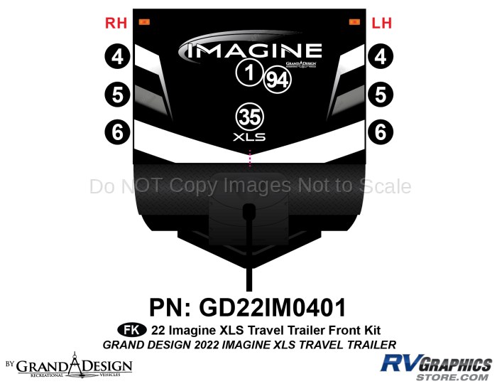 9 Piece 2022 Imagine XLS Travel Trailer Front Graphics Kit
