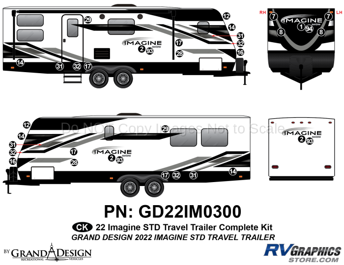 36 Piece 2022 Imagine Standard Travel Trailer Complete Graphics Kit