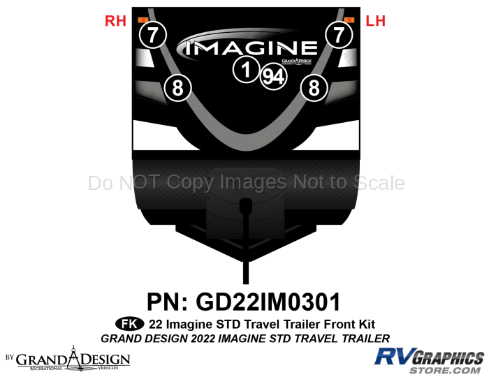 6 Piece 2022 Imagine Standard Travel Trailer Front Graphics Kit