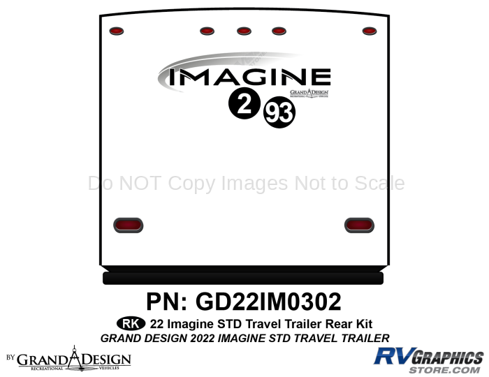 2 Piece 2022 Imagine Standard Travel Trailer Rear Graphics Kit