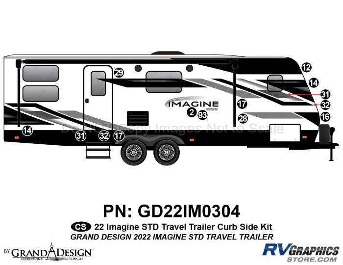 14 Piece 2022 Imagine Standard Travel Trailer Curbside Graphics Kit