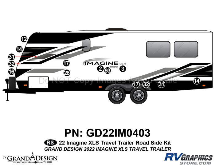 14 Piece 2022 Imagine XLS Travel Trailer Roadside Graphics Kit