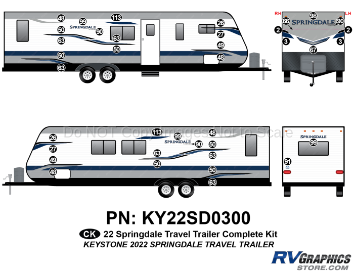38 Piece 2022 Springdale Travel Trailer Complete Graphics Kit