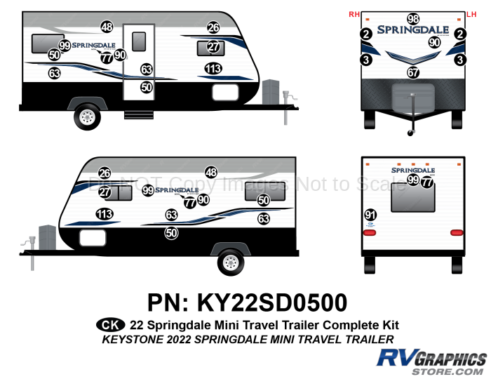 32 Piece 2022 Springdale Mini Travel Trailer Complete Graphics Kit
