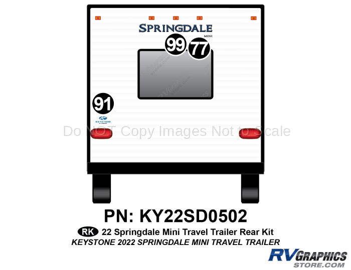 3 Piece 2022 Springdale Mini Travel Trailer Rear Graphics Kit