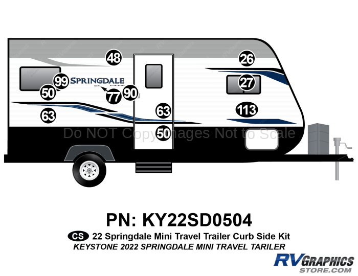 11 Piece 2022 Springdale Mini Travel Trailer Curbside Graphics Kit