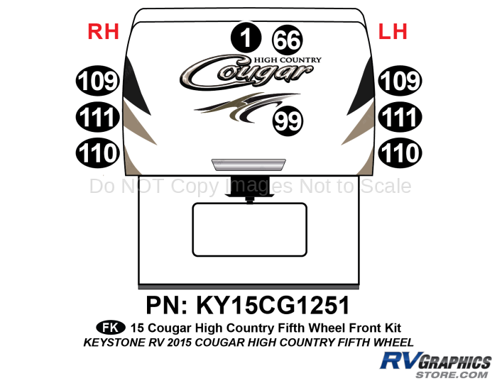 9 Piece 2014 Cougar Hi Country Fifth Wheel Front Graphics Kit
