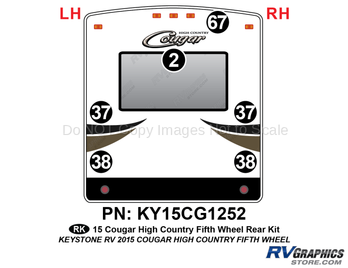 6 Piece 2014 Cougar Hi Country Fifth Wheel Rear Graphics Kit