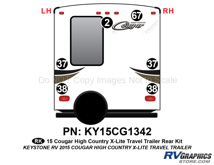 6 Piece 2015 Cougar High Country X-Lite Rear Graphics Kit