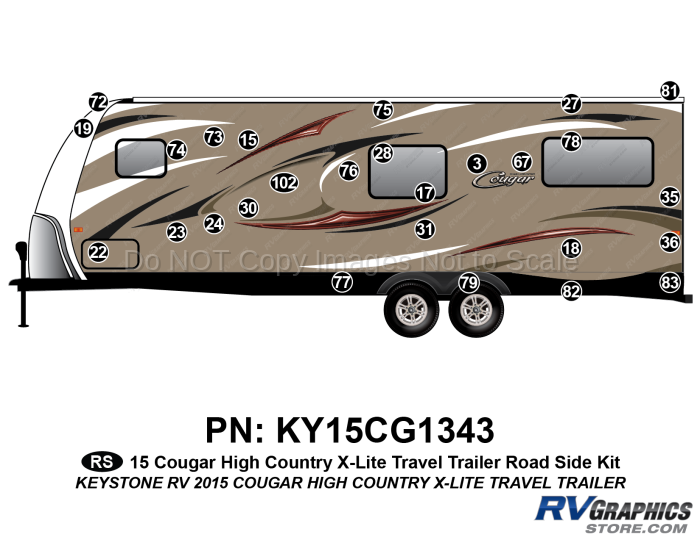 28 Piece 2015 Cougar High Country X-Lite Roadside Graphics Kit