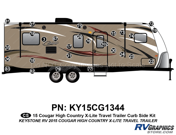 28 Piece 2015 Cougar High Country X-Lite Curbside Graphics Kit
