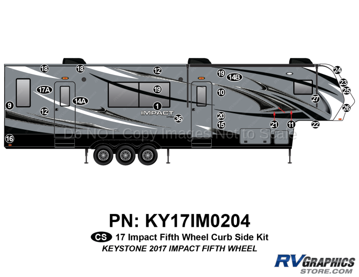 24 Piece 2017 Impact Fifth Wheel Curbside Graphics Kit