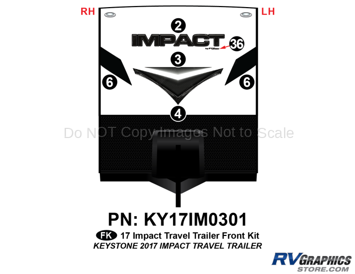 6 Piece 2017 Impact Travel Trailer Front Graphics Kit