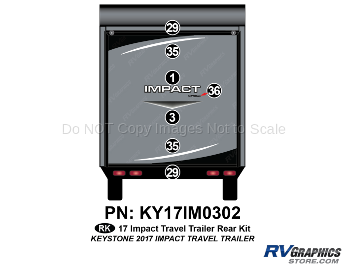 7 Piece 2017 Impact Travel Trailer Rear Graphics Kit