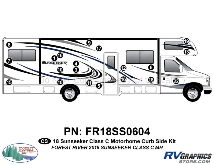 20 Piece 2018 Sunseeker Motorhome Curbside Graphics Kit