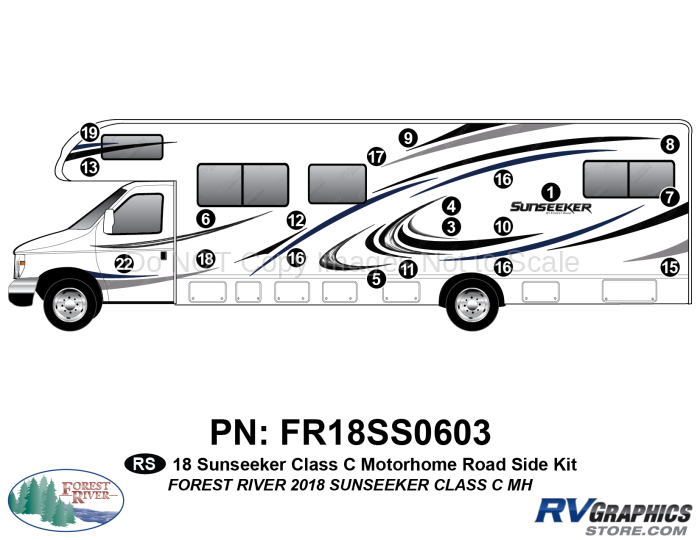 20 Piece 2018 Sunseeker Motorhome Roadside Graphics Kit