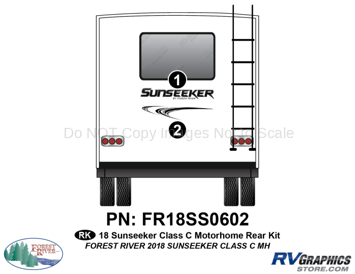 2 Piece 2018 Sunseeker Motorhome Rear Graphics Kit