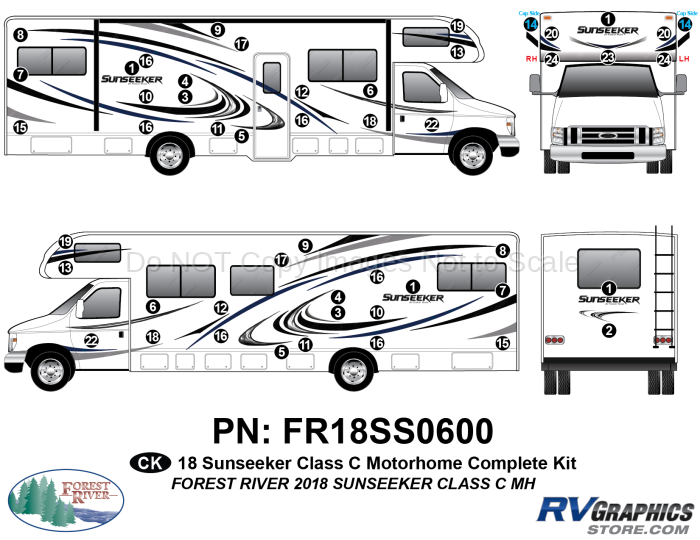 50 Piece 2018 Sunseeker Motorhome Complete Graphics Kit