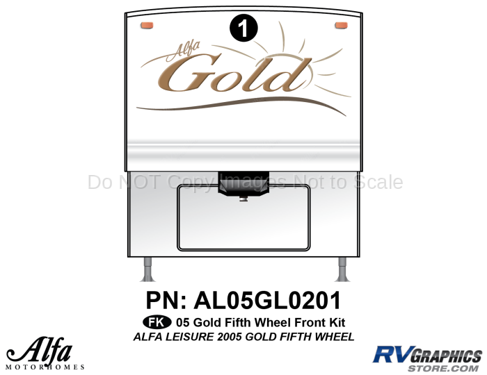 1 Piece 2005 Alfa Gold Fifth Wheel Front Graphics Kit