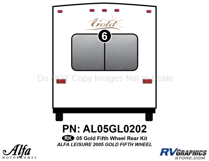 1 Piece 2005 Alfa Gold Fifth Wheel Rear Graphics Kit