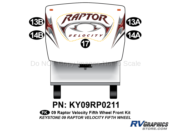 5 Piece 2009 Raptor Velocity Front Graphics Kit