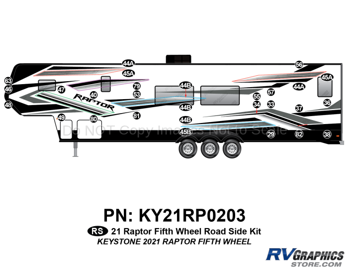 28 Piece 2021 Raptor Fifth Wheel Roadside Graphics Kit