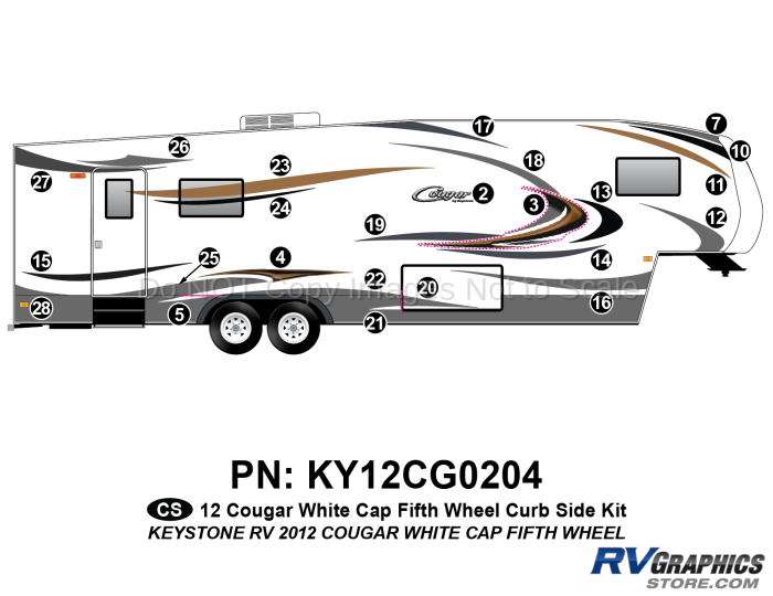 24 Piece 2012 Cougar FW White Cap Curbside Graphics Kit