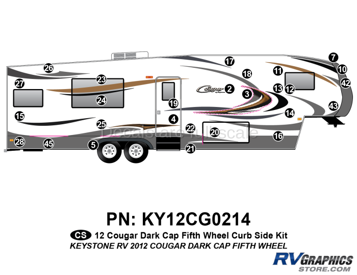 27 Piece 2012 Cougar FW Dark Cap Curbside Graphics Kit