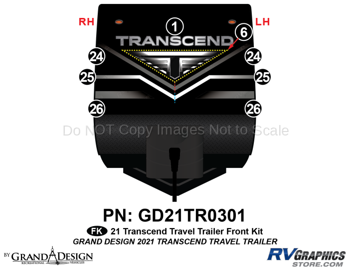 8 Piece 2021 Transcend Travel Trailer Front Graphics Kit