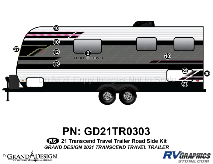 10 Piece 2021 Transcend Travel Trailer Roadside Graphics Kit
