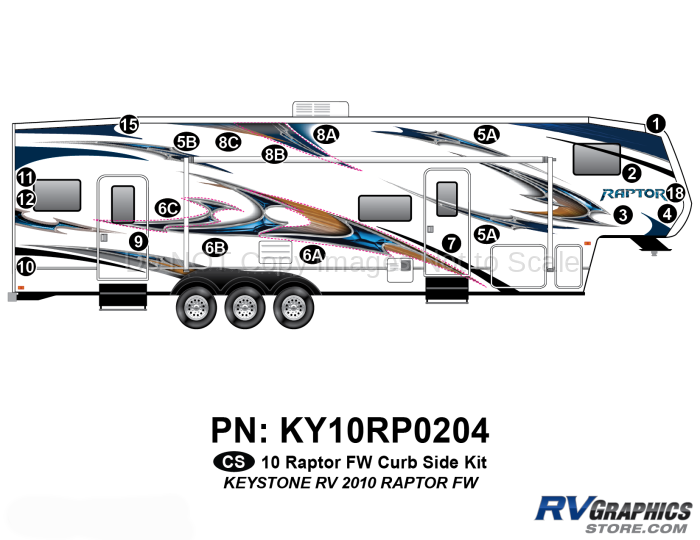 2010 Keystone Raptor FW-Fifth Wheel Curbside Graphics Kit
