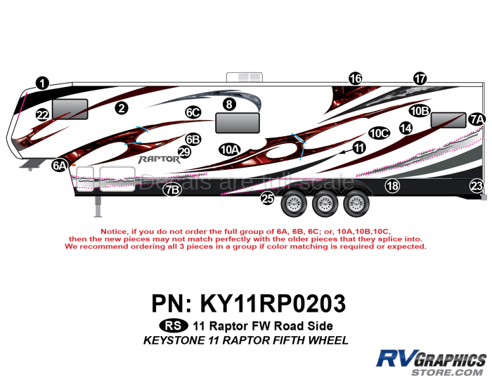 20 Piece 2011 Raptor FW Roadside Graphics Kit