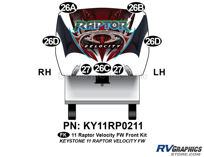 7 Piece 2011 Raptor Velocity FW Front Graphics Kit
