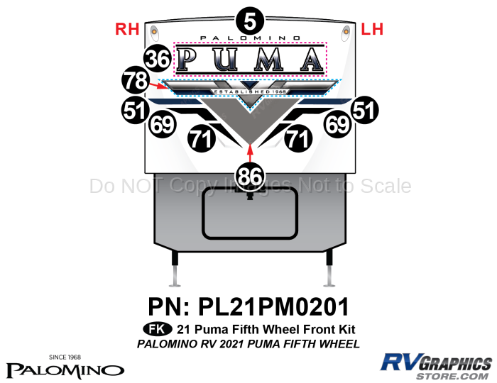 10 Piece 2021 Puma Fifth Wheel Front Graphics Kit