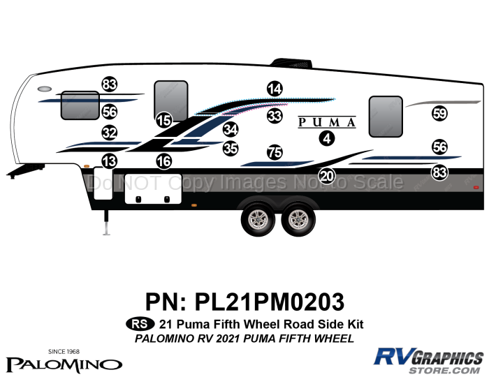 16 Piece 2021 Puma Fifth Wheel Roadside Graphics Kit