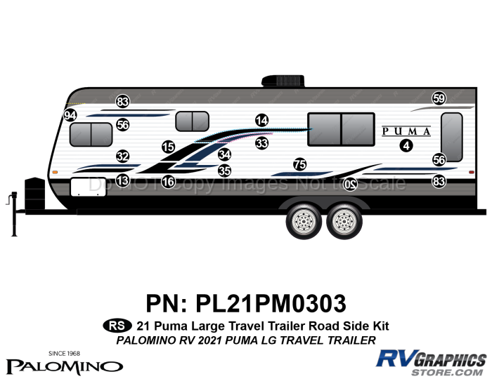 17 Piece 2021 Puma Large Travel Trailer Roadside Graphics Kit