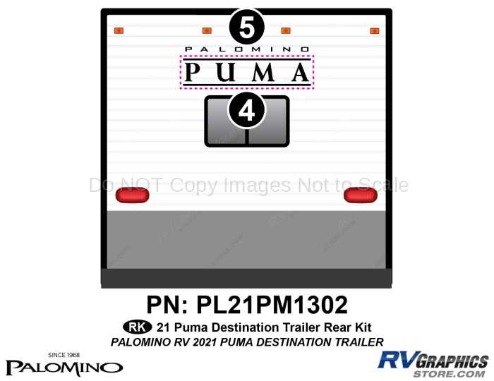 2 Piece 2021 Puma Destination Travel Trailer Rear Graphics Kit