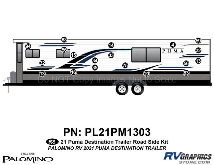 17 Piece 2021 Puma Destination Travel Trailer Roadside Graphics Kit
