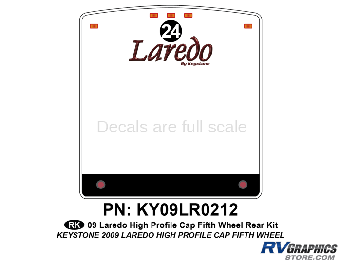 1 Piece 2009 Laredo FW Hi Profile Cap Rear Graphics Kit