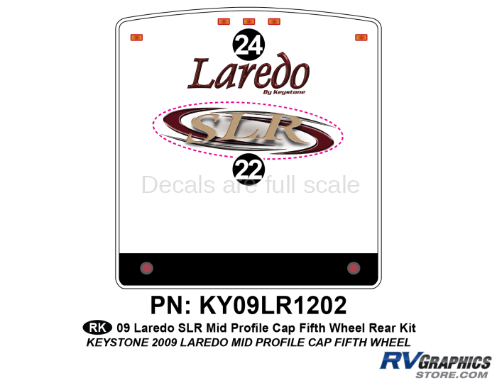 2 Piece 2009 Laredo SLR FW Mid Profile Cap Rear Graphics Kit