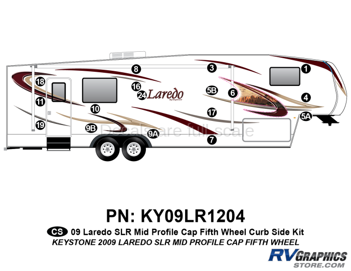 17 Piece 2009 Laredo SLR FW Mid Profile Cap Curbside Graphics Kit
