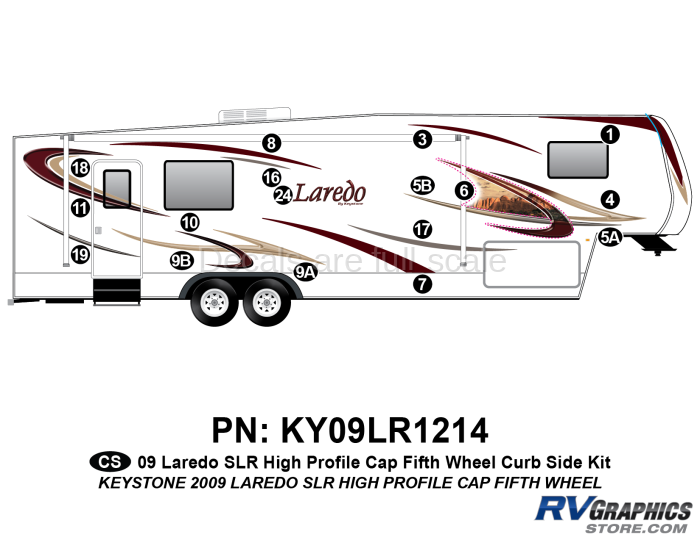 17 Piece 2009 Laredo SLR FW Hi Profile Cap Curbside Graphics Kit