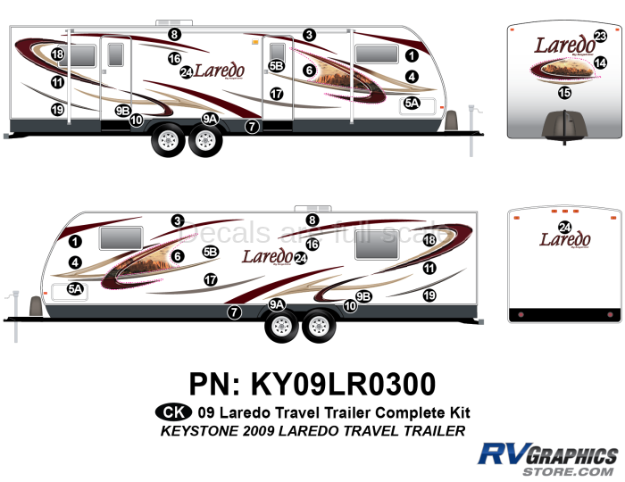 38 Piece 2009 Laredo TT Complete Graphics Kit