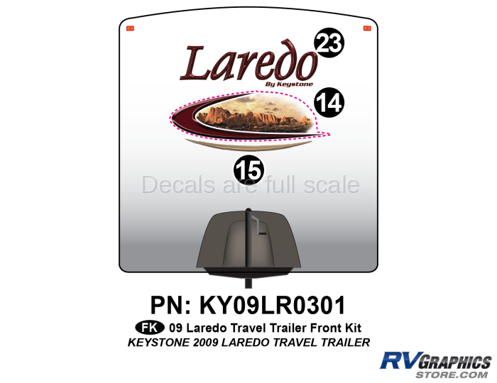 3 Piece 2009 Laredo TT Front Graphics Kit