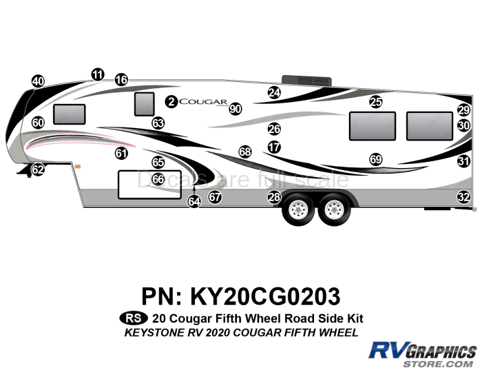 24 Piece 2020 Cougar Fifth Wheel Roadside Graphics Kit